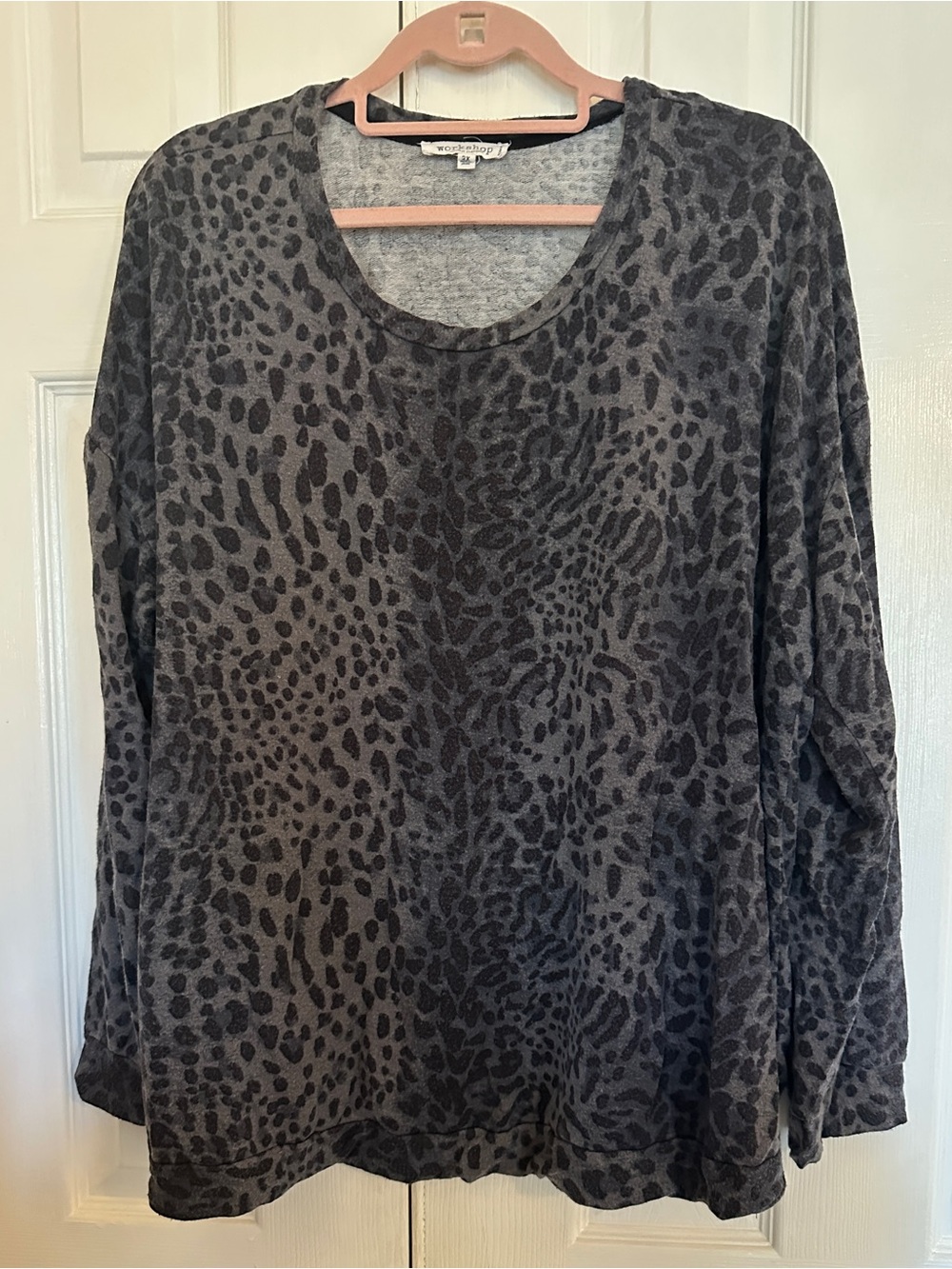 Gray Cheetah Print Long Sleeve Top